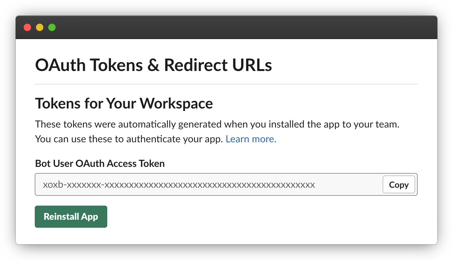 Slack OAuth Access Token