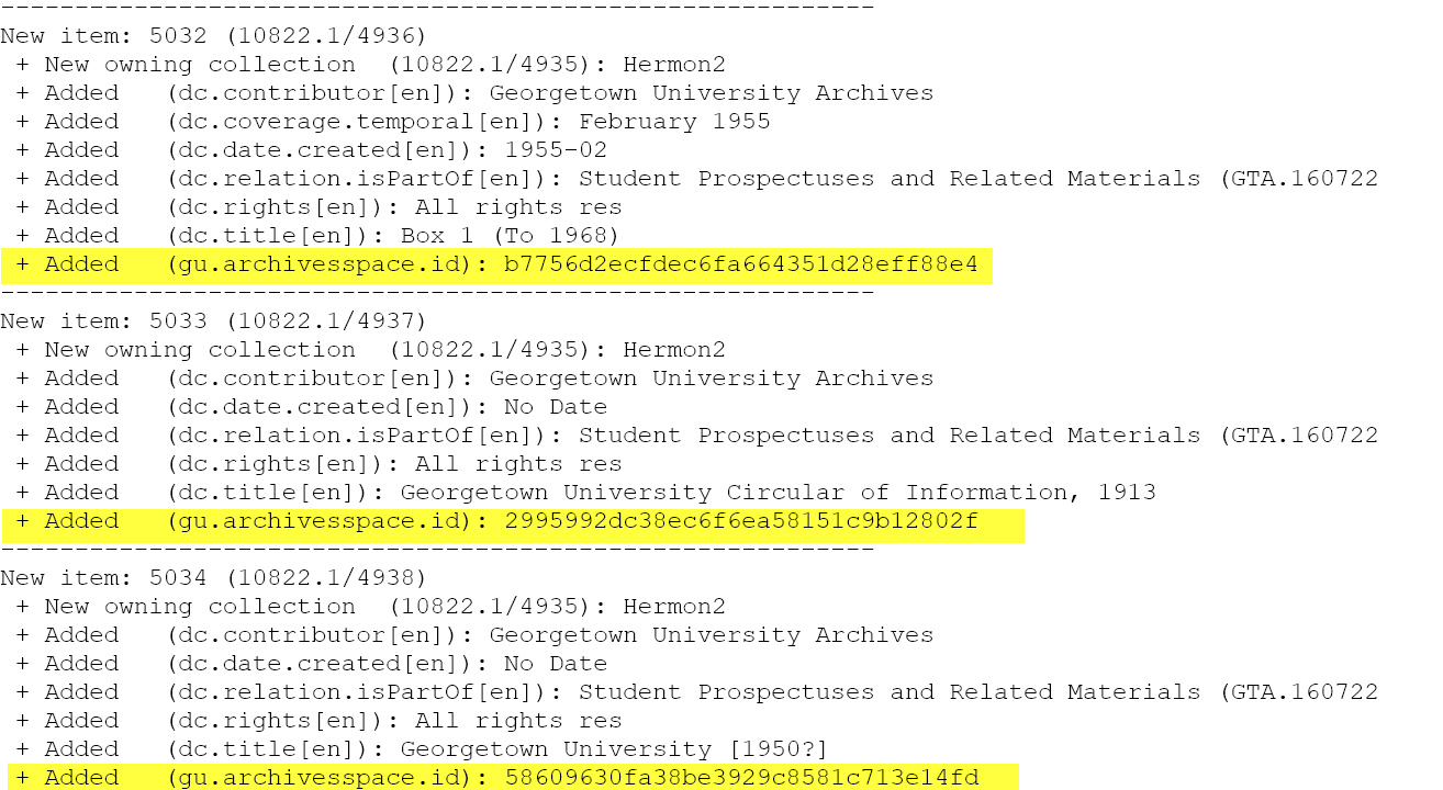 DSpace Ingest Report