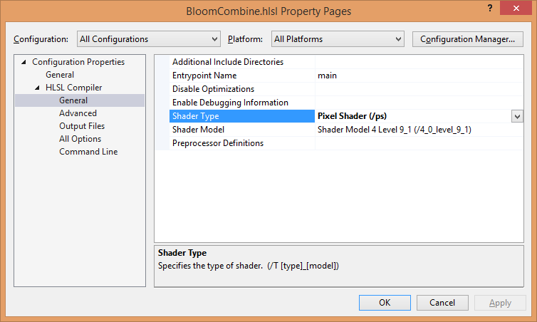 HLSL Compiler Settings