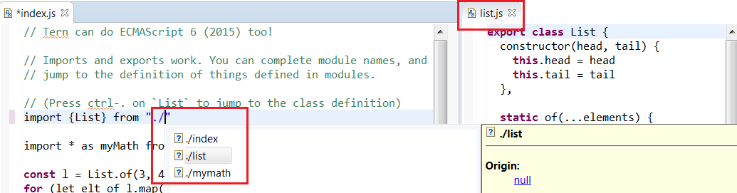 ES6 modules completion