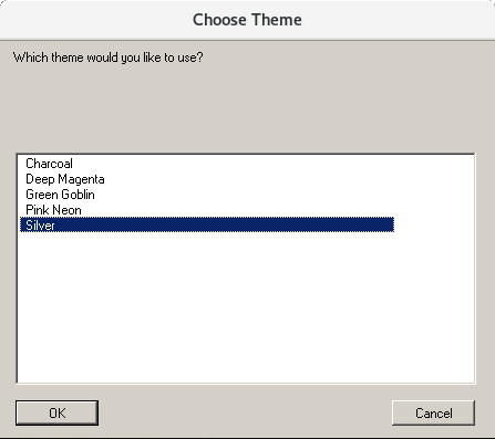 Screenshot of the color theme chooser dialog