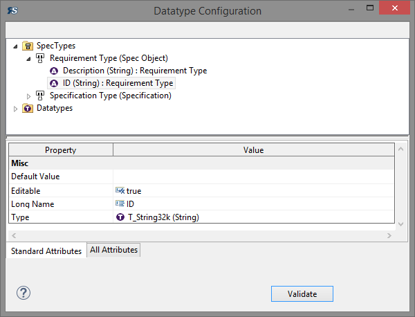 Datatype configuration