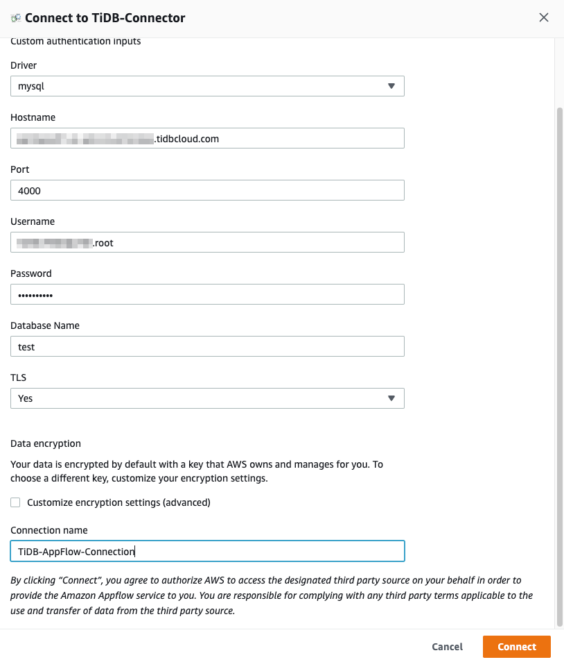aws-appflow-step-tidb-connection-message.png