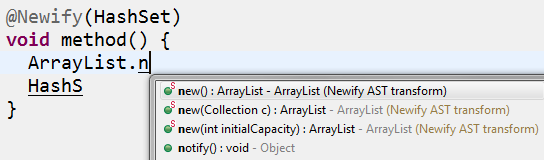 DSLD suggestions for Newify AST transform