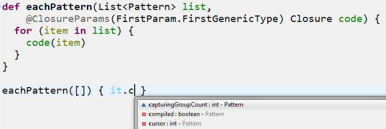 Completions for ClosureParams annotation