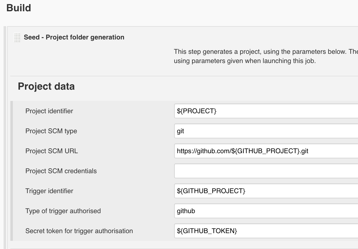 Seed project generation step