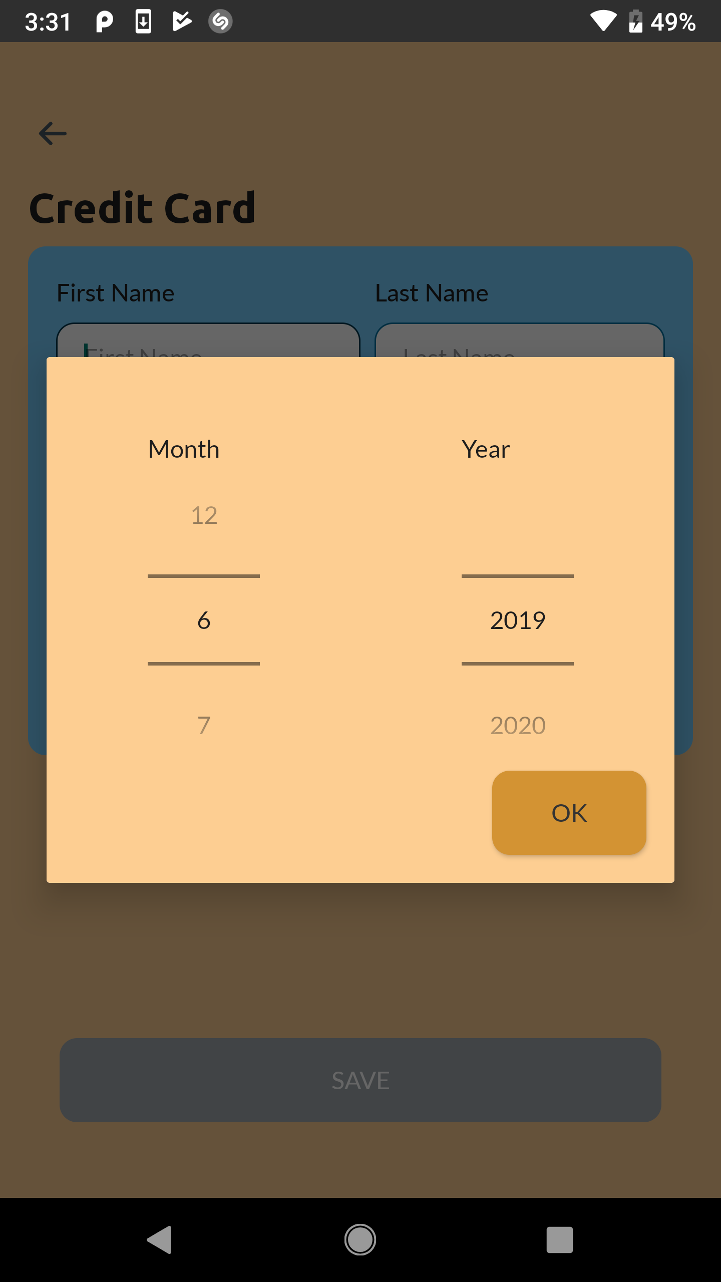 Credit Card Date Picker