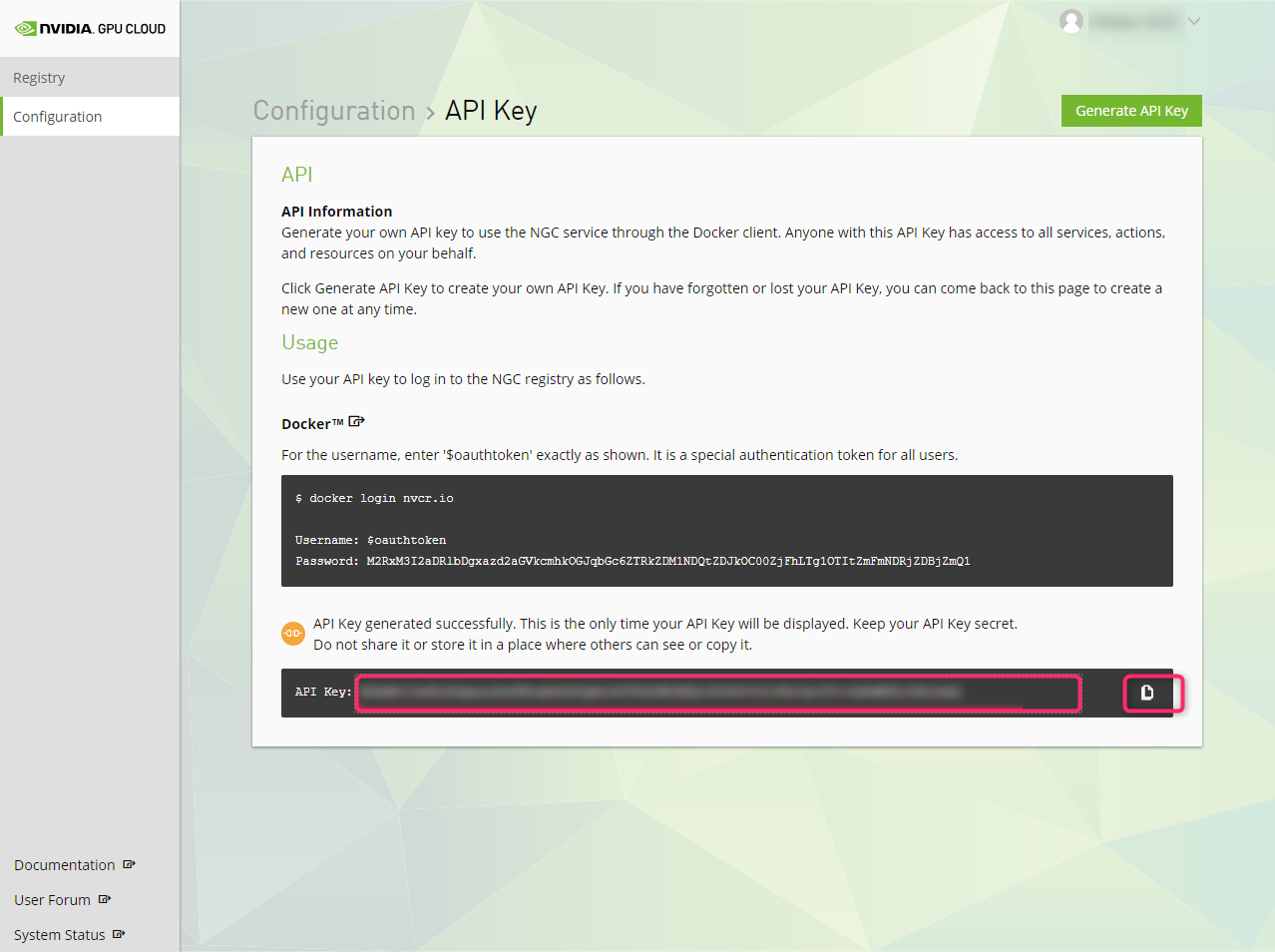 NGC-Registry_API-Key-generated.png