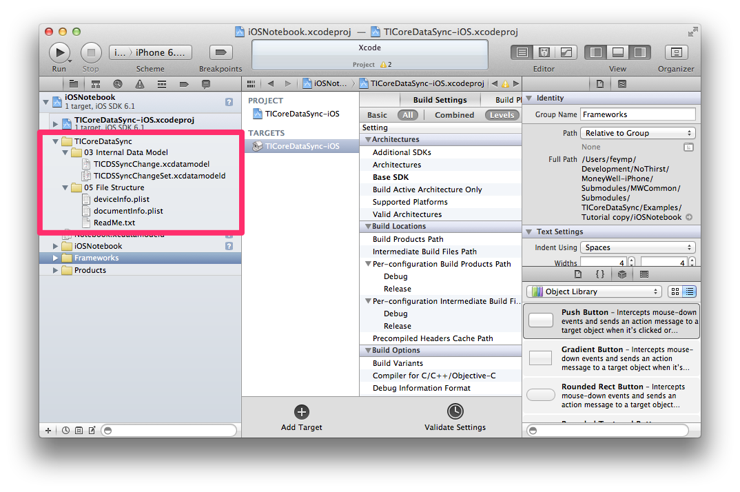 Add the TICoreDataSync Supporting Files