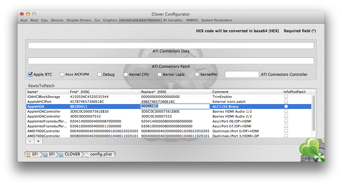 Clover Configurator:Kernel and Kext Patches.png