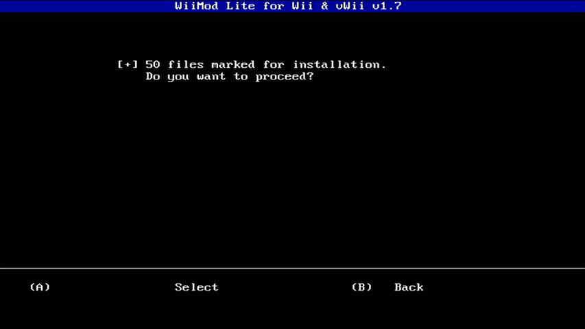 WiiMod Lite asks to confirm the operation